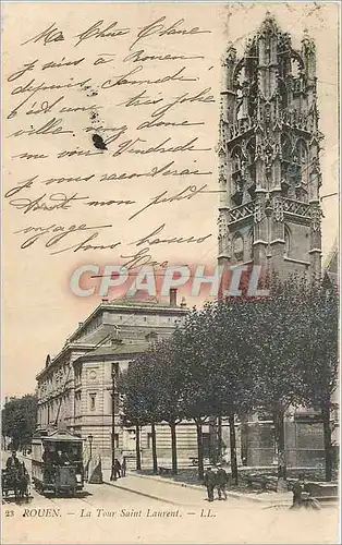 Cartes postales Rouen La Tour Saint Laurent Tramway