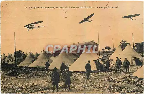 Cartes postales Les Grandes Manceuvres du Camp des Garrigues Le Camp cote nord Militaria Avion Aviation