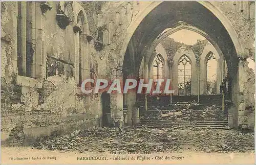 Cartes postales Haraucourt Interieur de l'Eglise Cote du Choeur Militaria
