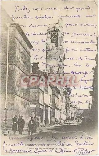 Cartes postales Longwy rue de l'Hotel de Ville apres le bombardement de 1870 1871 Militaria