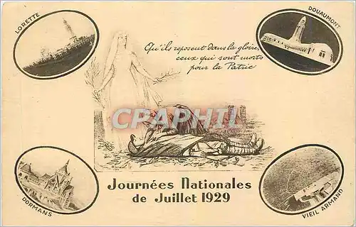 Cartes postales Journees Nationales de Juillet 1929 Douaumont  Lorette Dormans Vieil Armand
