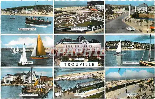 Cartes postales moderne Trouville Promenade en mer Le golf miniature Le pont Yachts Bateaux