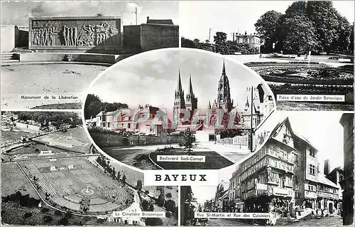 Cartes postales moderne Bayeux Monument de la liberation Piece d'eau du jardin botanique Le cimetiere britannique Rue St