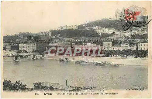 Ansichtskarte AK Lyon Pont du Palais de Justice Coteau de Fourvieres Bateaux