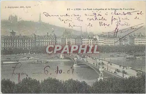 Cartes postales Lyon Le Pont Le Pont Lafayette et le Coteau de Fourviere