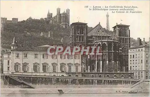 Cartes postales Lyon La Cathedrale Saint Jean la Bibliotheque Le Coteau de Fourviere