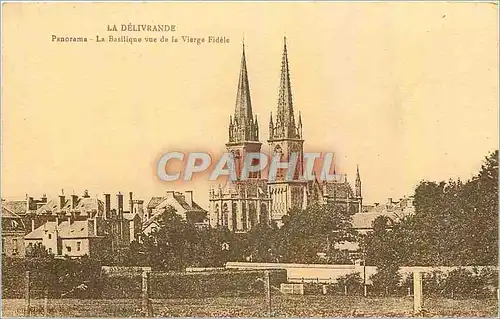 Cartes postales La Delivrande Panorama La Basilique vue de la Vierge Fidele