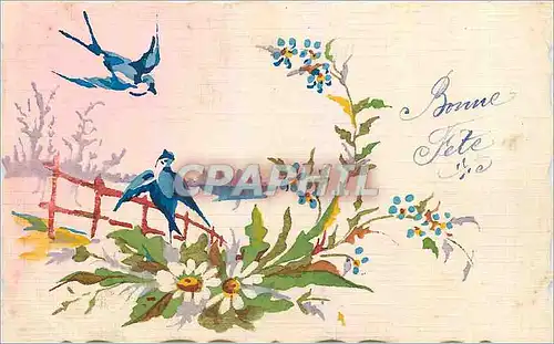 Cartes postales Bonne Fete Hirondelles Oiseaux (dessin a la main)
