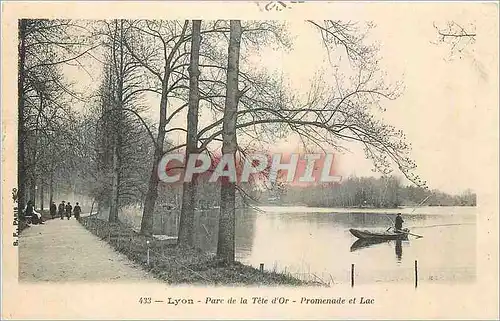 Cartes postales Lyon Parc de la Tete d'Or Promenade et Lac Peche Pecheur