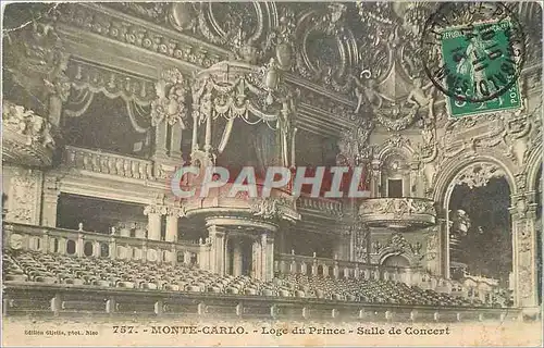 Cartes postales Monte Carlo Loge du Prince Salle de Concert