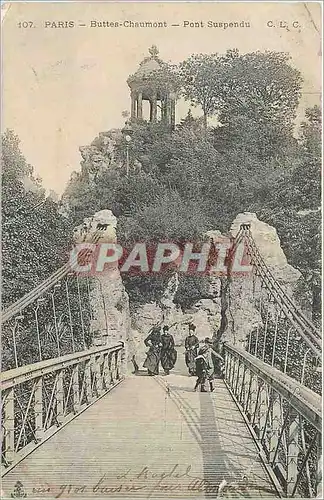 Cartes postales Paris Buttes Chaumont Pont Suspendu