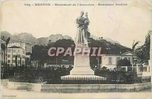 Cartes postales Menton Monument de l'Annexion Nouveaux Jardins