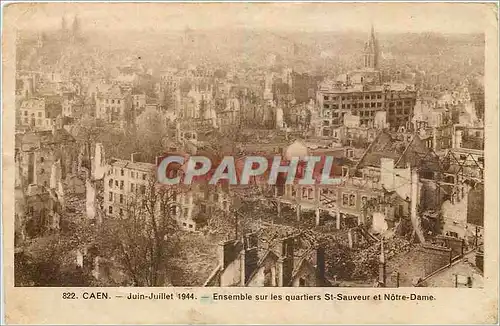 Cartes postales Caen Juin Juillet 1944 Ensemble sur les quartiers St Sauveur et Notre Dame Militaria