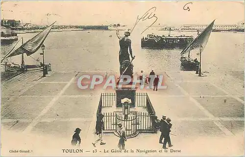 Cartes postales Toulon La Genie de la Navigation et la Darse Bateaux