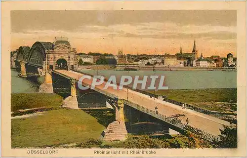 Ansichtskarte AK Dusseldorf Rheinansicht mit Rheinbrucke