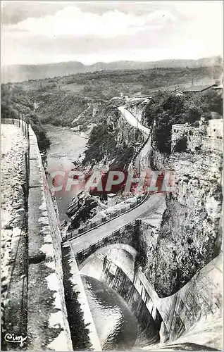 Moderne Karte Barrage de Genissiat Ain Route principale a l'Usine