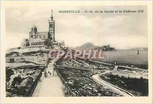 Ansichtskarte AK Marseille ND de la Garde et le Chateau d'If