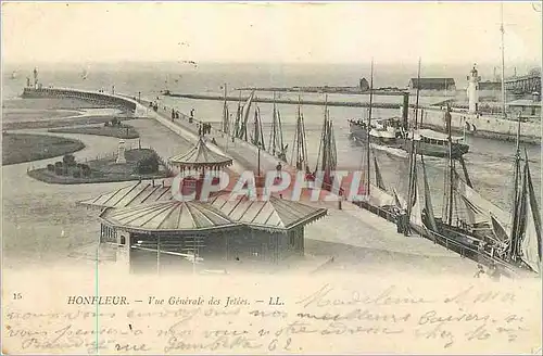 Cartes postales Honfleur Vue Generale des Jetees Bateaux Phare