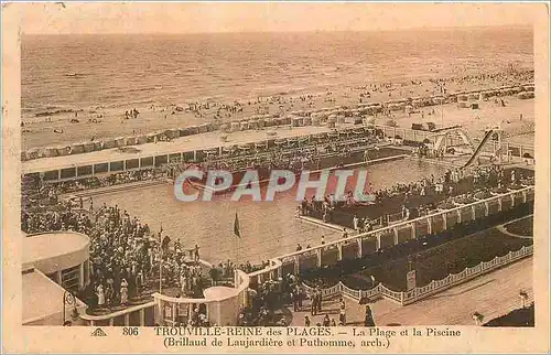 Ansichtskarte AK Trouville Reine des Plages La Plage et la Piscine