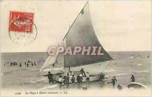 Cartes postales La Plage a Maree montante Bateau