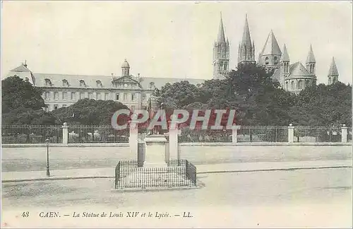 Cartes postales Caen La Statue de Louis XIV et le Lycee