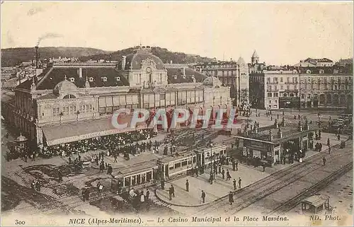 Cartes postales Nice Alpes Maritimes Le Casino Municipal et la Place Massena Tramway