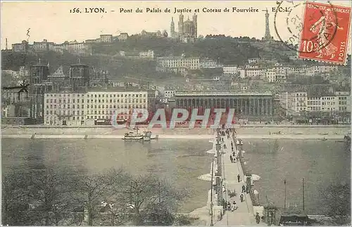 Cartes postales Lyon Pont du Palais de Justice et Coteau de Fourviere