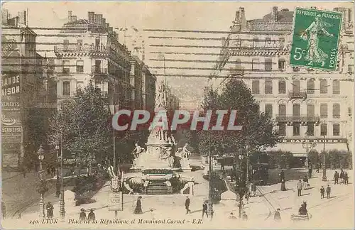 Cartes postales Lyon Place de la Republique et Monument Carnot