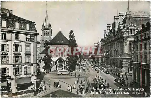 Moderne Karte Lausanne Place St Francois Eglise St Francois et l'Hotel des Postes