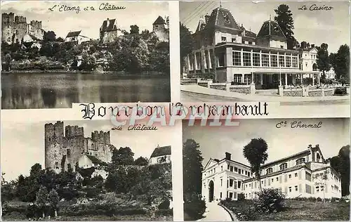 Moderne Karte Bourbon l'Archambault L'etang et le ch�teau Le casino Et thermal