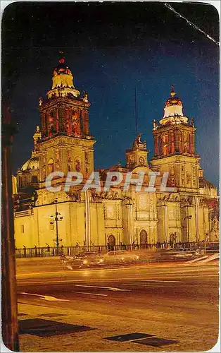 Cartes postales moderne Vista nocturna de la Catedral de Mexico