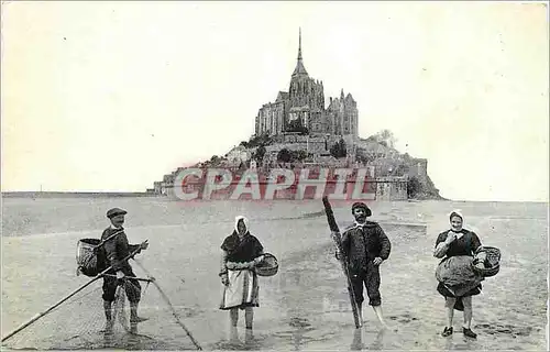Cartes postales Le Mont St Michel Pecheurs de Greves et Coquetieres Peche