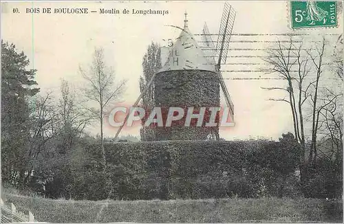 Cartes postales Bois de Boulogne Moulin de Longchamps