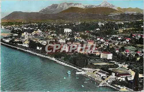 Moderne Karte Evian les Bains Haute Savoie Vue aerienne la plage la Ville et la Dent d'Oche