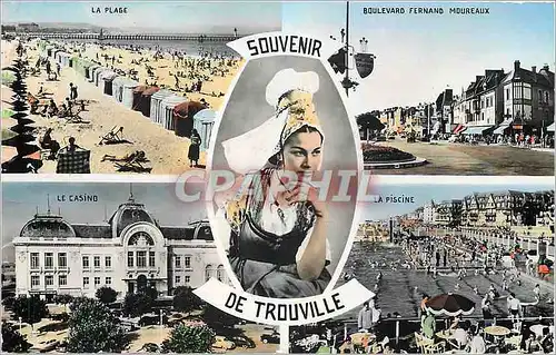 Cartes postales moderne Souvenir de Trouville La plage Boulevard Fernand Moureaux Casino Piscine