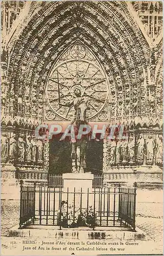 Ansichtskarte AK Reims Jeanne d'Arc devant la Cathedrale avant la Guerre