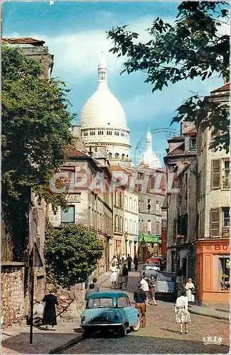 Cartes postales moderne Paris Rue Norvins et Basilique du Sacre Coeur de Montmartre