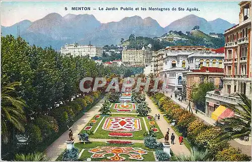 Ansichtskarte AK Menton Le Jardin Public et les Montagnes de Ste Agnes