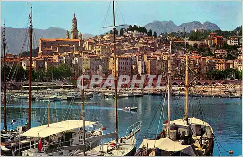 Moderne Karte Menton Alpes Maritimes Le Port et la Vieille Ville Bateaux