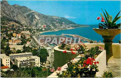 Moderne Karte Menton Le port de Garavan et la frontiere Franco Italienne