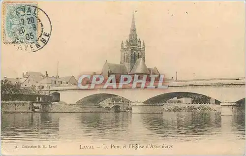 Ansichtskarte AK Laval Le Pont et l'Eglise d'Avesnieres