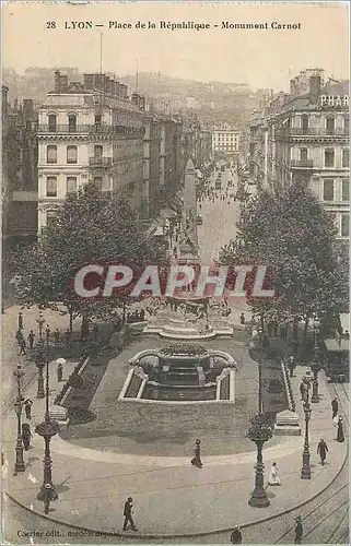 Cartes postales Lyon Place de la Republique Monument Carnot