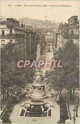 Cartes postales Lyon Monument Carnot place et rue de la Republique