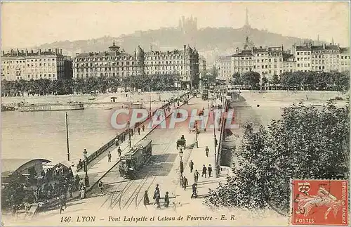 Cartes postales Lyon Pont Lafayette et Coteau de Fourviere Tramway