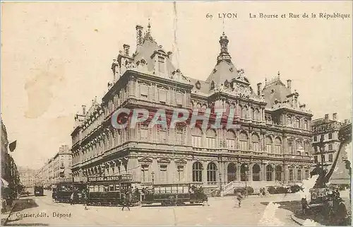 Cartes postales Lyon La Bourse et Rue de Republique Tramway