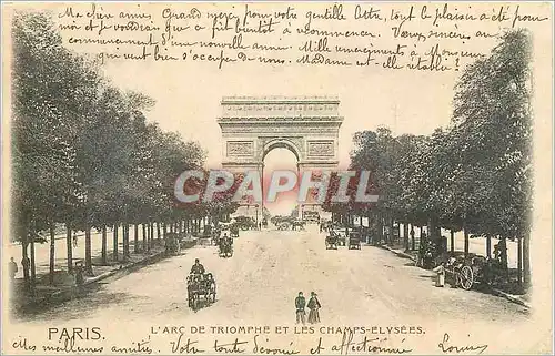 Cartes postales Paris L'Arc de Triomphe et les Champs Elysees