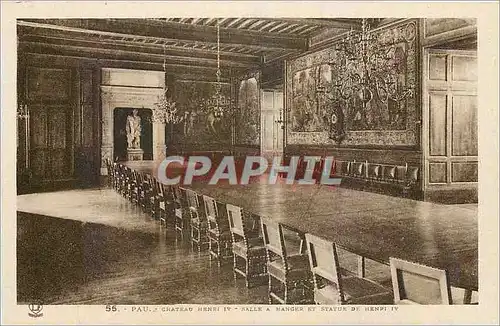Cartes postales Pau Chateau Henri IV Salle a manger et Statue de Henri IV