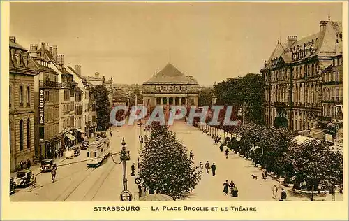 Ansichtskarte AK Strasbourg La Place Broglie et le Theatre Tramway