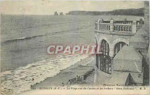 Ansichtskarte AK Hendaye BP La Plage vue du Casino et les rochers Deux Jumeaux