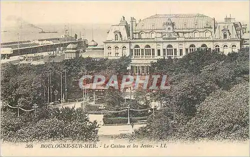 Cartes postales Boulogne sur Mer Le Casino et les Jetees